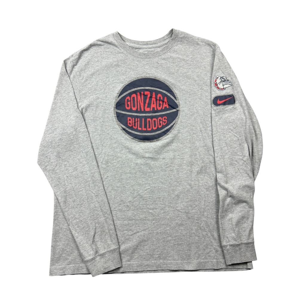 Nike Gonzaga Bulldogs Long Sleeve T-Shirt Mens XL Gray Basketball Graphic Tee